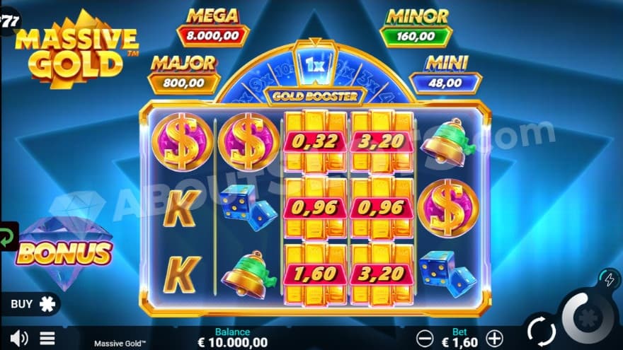 Base game where you can see various Jackpots above the reels.