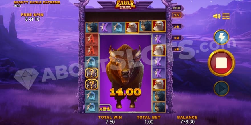A screenshot of the free spins