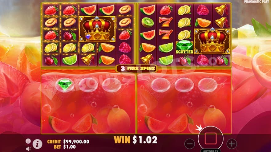 Free Spins feature with two active mini reel setups.