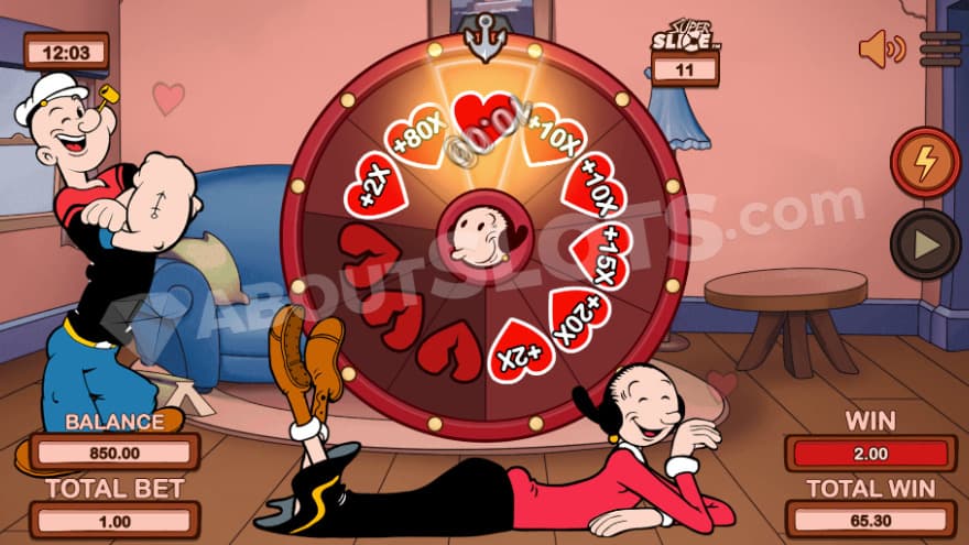 Olive Oyl's Heart Bonus where both Popeye and Olive can be seen smiling.