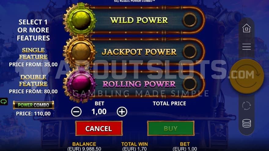 Bonus Buy feature with multiple options to choose from.