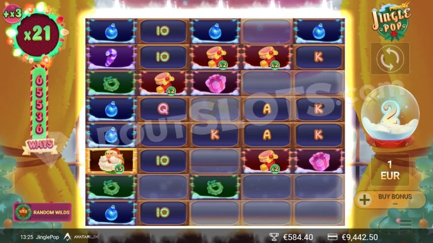 Free Spins feature with a 21X win multiplier up to the left.