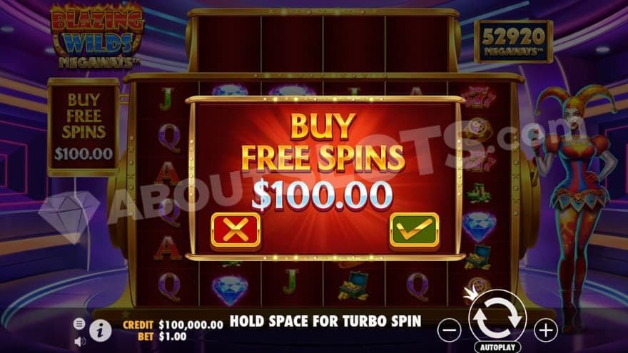 Bonus Buy feature with one option to choose from.