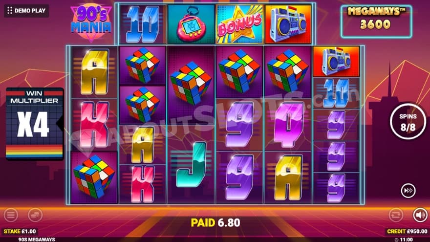 Free Spins bonus game with a 4X win multiplier.