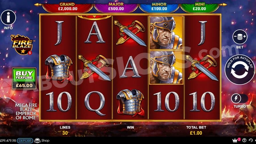 A casino slot on a Roman battlefield.