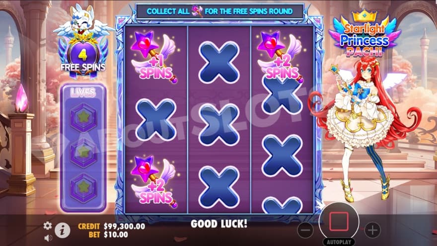 A screenshot of the mini game before free spins start