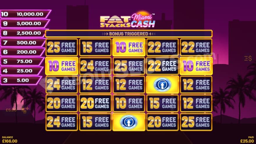 Pick free spins before the bonus game.
