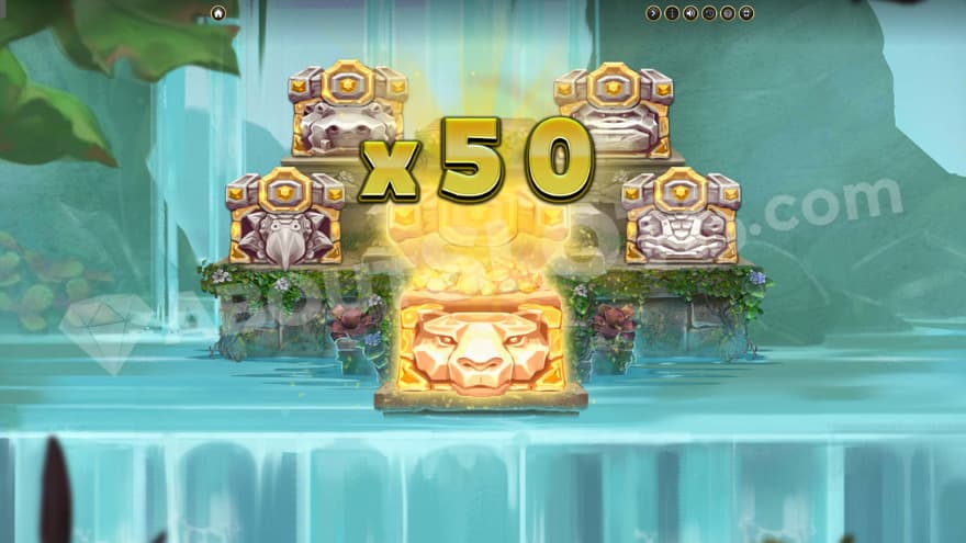 A 50X wild treasure bonus being presented on the screen.