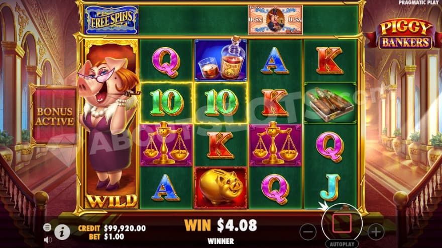 Free Spins bonus game trigger with an expanding wild.