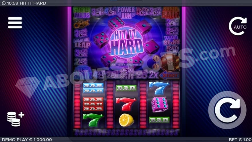 Base game with retro symbols on the reels.