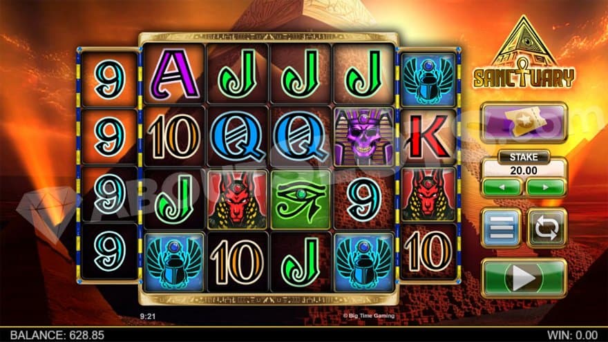 Six reels in front of an Egyptian pyramid.