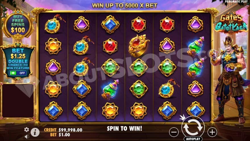 Base game with Gatot Kaca to the right of the reels.