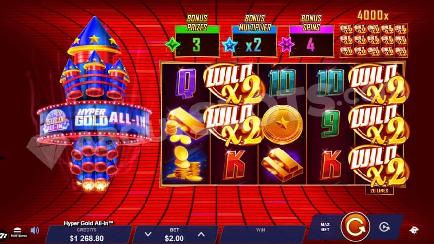 Prize Collect feature with three bonus prizes showed in the box above the reels.