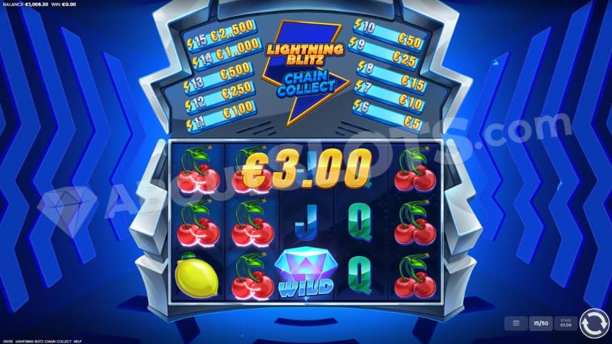 Base game with a wild symbol on the middle reel.